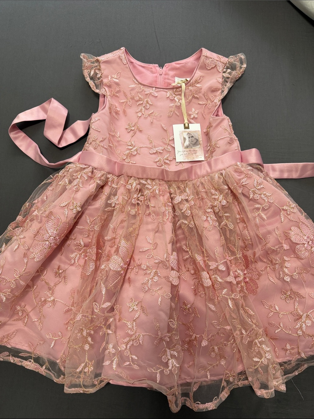 Gorgeous Pink Floral Tulle Party Dress - Size 5T